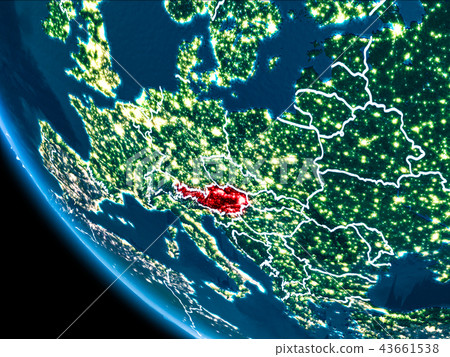 Orbit view of Austria at night Orbit view of Austria at night 43661538