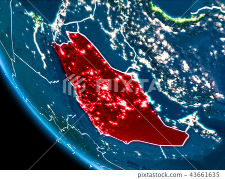 Orbit view of Saudi Arabia at night 43661635