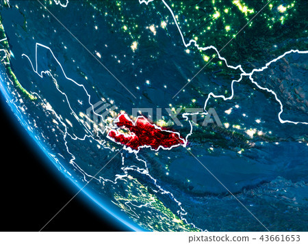 Orbit view of Kyrgyzstan at night 43661653