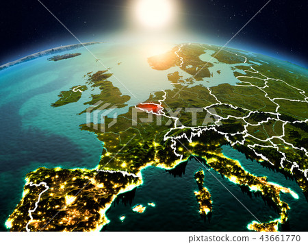 Belgium in sunrise from orbit Belgium in sunrise from orbit 43661770