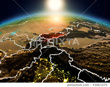 Kyrgyzstan in sunrise from orbit 43661870