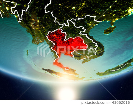 Thailand with sun on planet Earth Thailand with sun on planet Earth 43662016