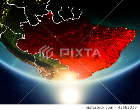 Brazil with sun on planet Earth 43662019