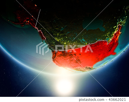USA with sun on planet Earth - Stock Illustration [43662021] - PIXTA