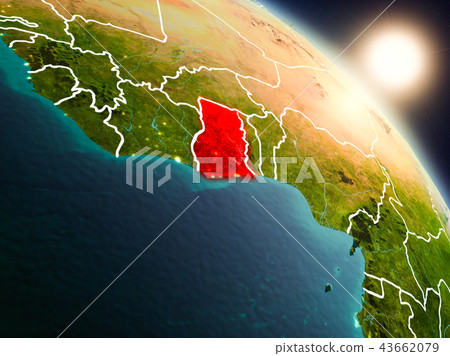 Ghana from space during sunrise Ghana from space during sunrise 43662079