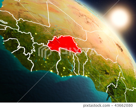 Burkina Faso from space during sunrise Burkina Faso from space during sunrise 43662080