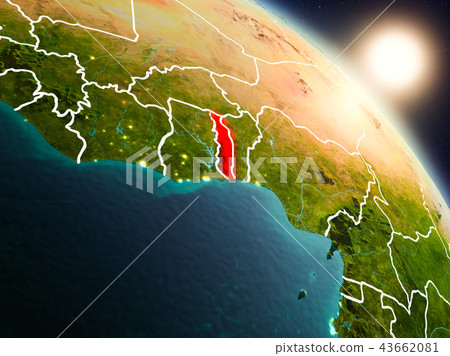 Togo from space during sunrise Togo from space during sunrise 43662081