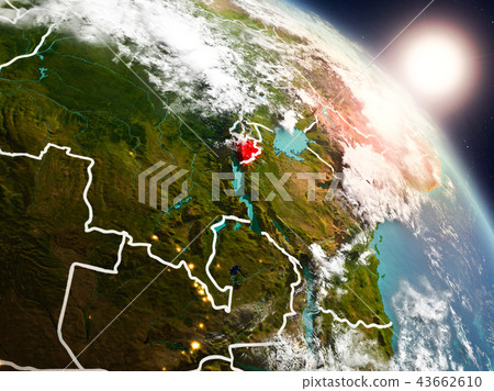 Burundi from space during sunrise 43662610