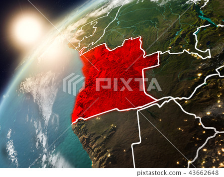 Angola on planet Earth in sunset 43662648
