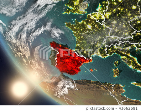Sunset above Spain from space Sunset above Spain from space 43662681