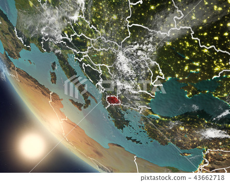 Sunset above Macedonia from space 43662718