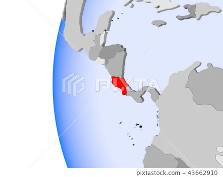 Map of Costa Rica on political globe 43662910