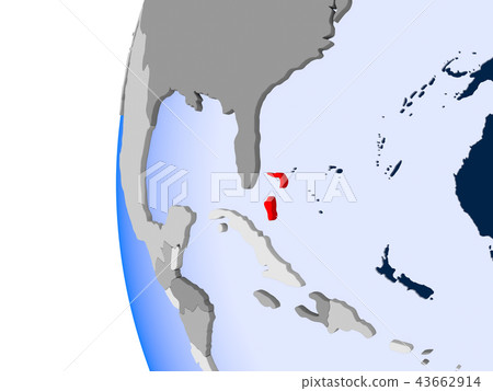 Map of Bahamas on political globe 43662914