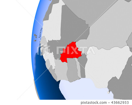 Map of Burkina Faso on political globe Map of Burkina Faso on political globe 43662933