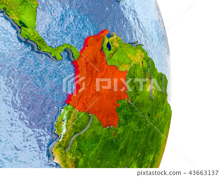 Colombia on realistic globe Colombia on realistic globe 43663137