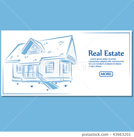 Real Estate banner in hand drawn style 43663201