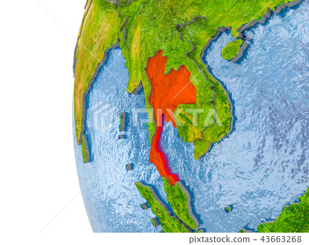 Map of Thailand on model of globe Map of Thailand on model of globe 43663268