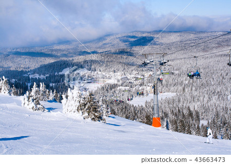 Ski resort Kopaonik, Serbia, ski lift, mountains 43663473