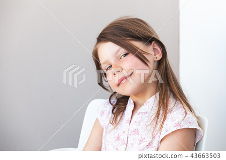 Smiling blond Caucasian little girl, close-up Smiling blond Caucasian little girl, close-up 43663503