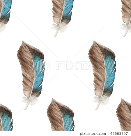 Seamless pattern of feathers in watercolor style Seamless pattern of feathers in watercolor style 43663507