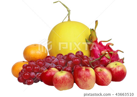 Mixed fruits as Red seedless grapes,orange,apple 43663510
