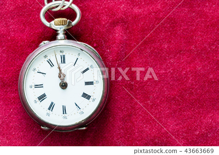 vintage pocket watch on red velvet background vintage pocket watch on red velvet background 43663669
