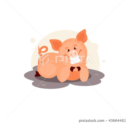 Pig in the mud vector Pig in the mud vector 43664481