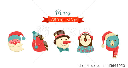 Merry Christmas icons, retro style elements and illustration, tags and labels Merry Christmas icons, retro style elements and illustration, tags and labels 43665050
