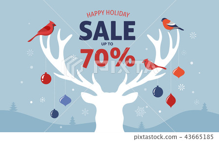 Christmas sale banner, Xmas template background with deer silhouette. Retail marketing, new Christmas sale banner, Xmas template background with deer silhouette. Retail marketing, new 43665185