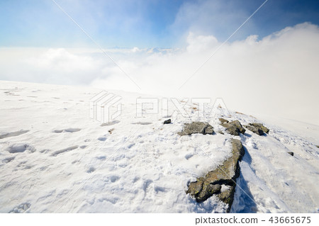 Panoramic snowy ridge 43665675