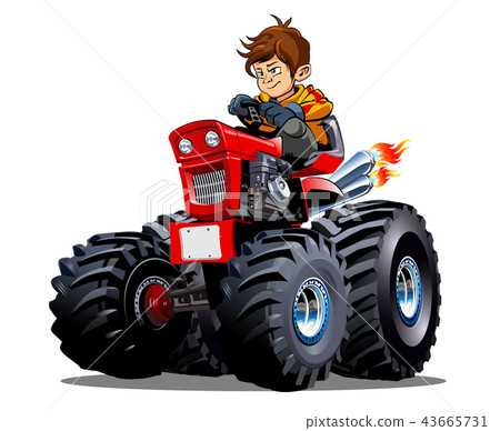 Vector Cartoon Tractor isolated on white backgroun - Stock Illustration  [43665731] - PIXTA