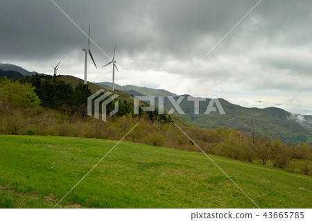 Windturbines in the Alps 43665785
