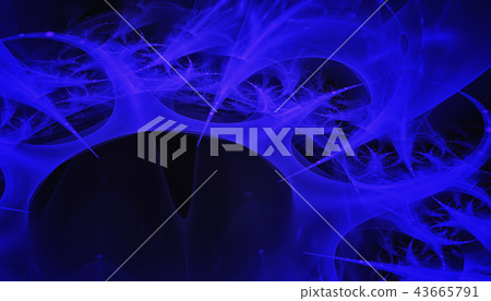 Beautiful blue background of glowing particles and lines with depth of field and bokeh. 3d Beautiful blue background of glowing particles and lines with depth of field and bokeh. 3d 43665791
