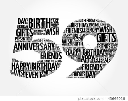 Happy 59th birthday word cloud Happy 59th birthday word cloud 43666016