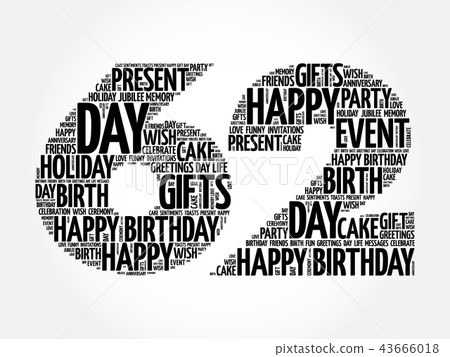 Happy 62nd birthday word cloud 43666018