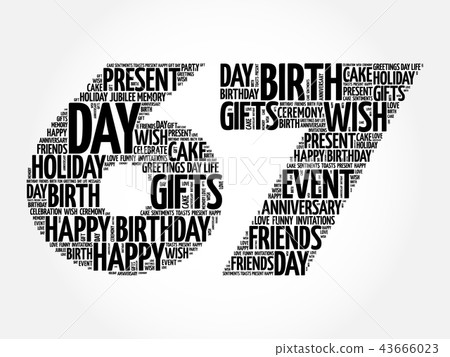 Happy 67th birthday word cloud 43666023