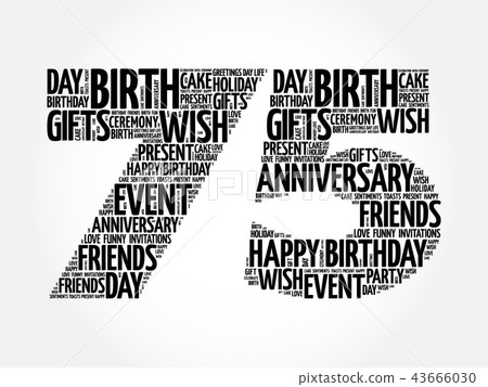 Happy 75th birthday word cloud Happy 75th birthday word cloud 43666030