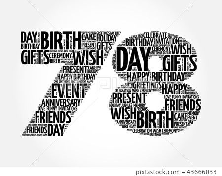 Happy 78th birthday word cloud Happy 78th birthday word cloud 43666033
