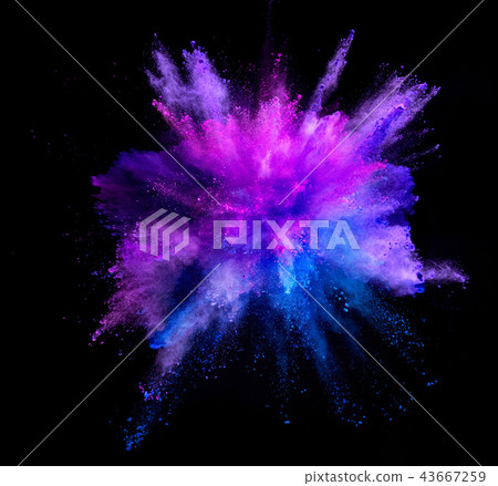 Explosion of coloured powder isolated on black 43667259