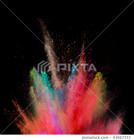 Explosion of coloured powder isolated on black Explosion of coloured powder isolated on black 43667355