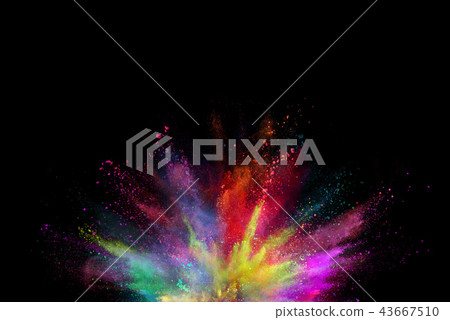 Coloured powder explosion isolated on black Coloured powder explosion isolated on black 43667510