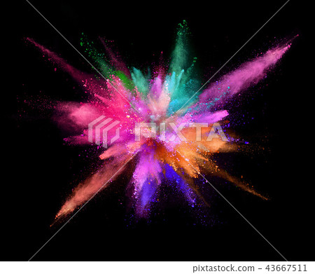 Coloured powder explosion isolated on black Coloured powder explosion isolated on black 43667511