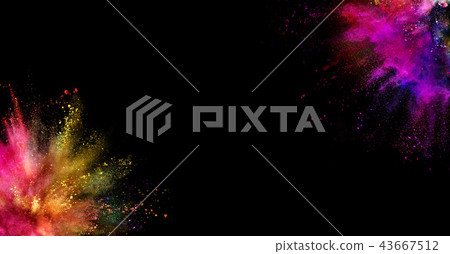 Coloured powder explosion isolated on black Coloured powder explosion isolated on black 43667512