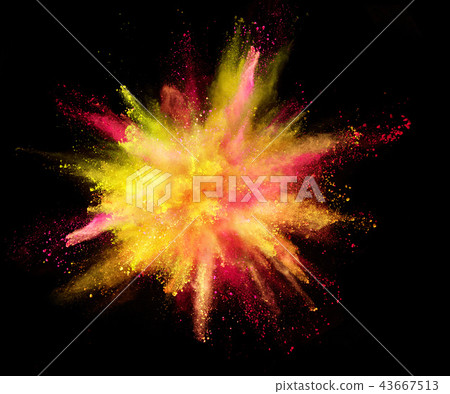 Coloured powder explosion isolated on black Coloured powder explosion isolated on black 43667513