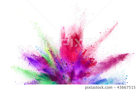 Coloured powder explosion isolated on white Coloured powder explosion isolated on white 43667515