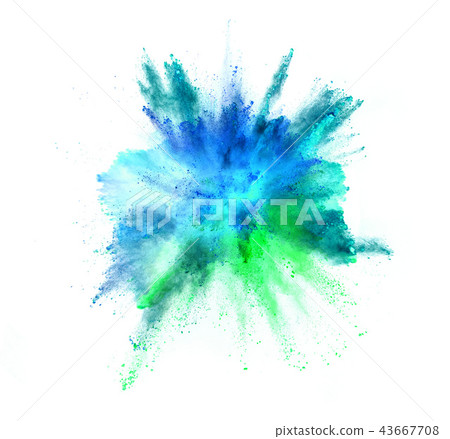 Explosion of coloured powder on white background 43667708