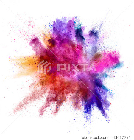 Explosion of coloured powder on white background Explosion of coloured powder on white background 43667755