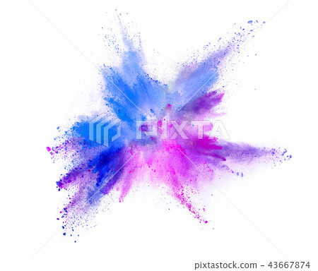 Explosion of coloured powder on white background 43667874