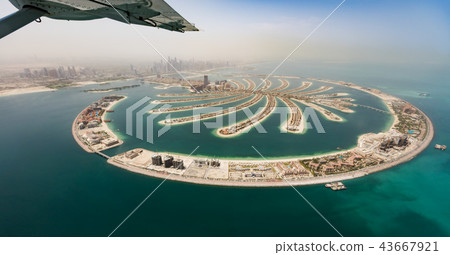 Aerial view from airplane window on Dubai 43667921