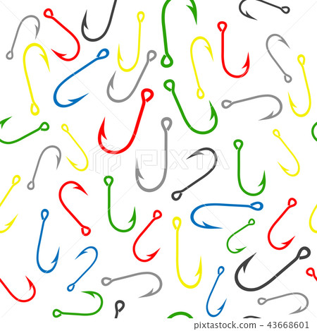 Colorful Fishing Hook Seamless Pattern 43668601